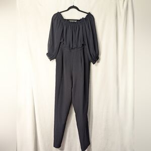 Eliza J Black Off-Shoulder Jumpsuit with Billowy Top
